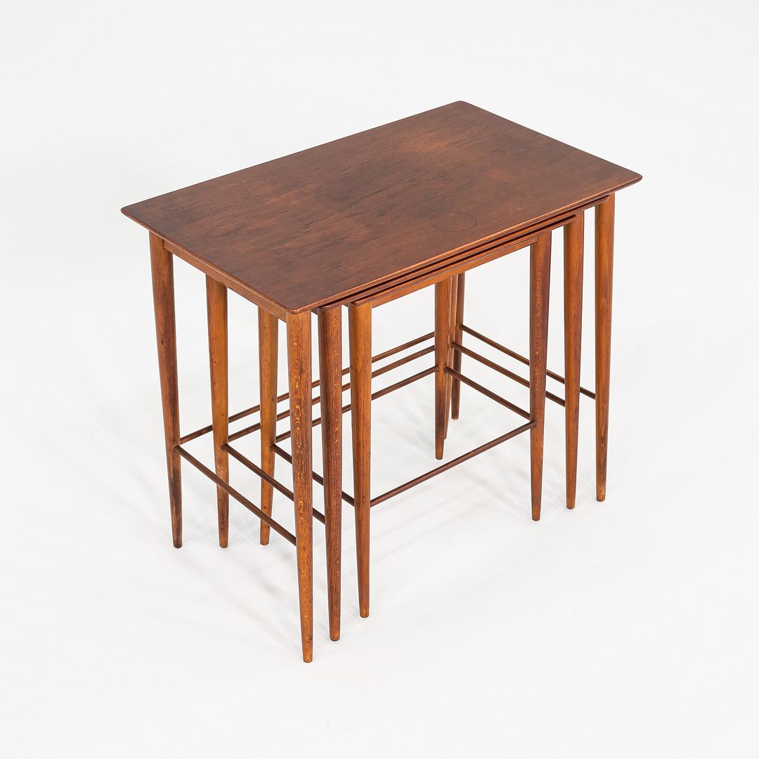 1970s Set of Three Danish Teak Nesting Tables with Clean Lines, Made in Denmark