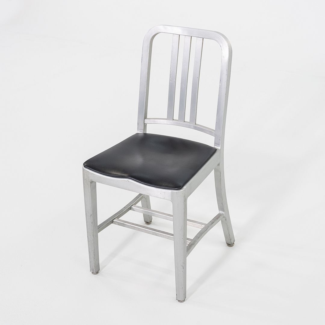 2010s Emeco 1006 Navy Dining Chair Aluminum with Black Seat Pad 35x Available