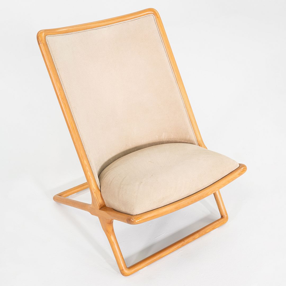 1980 Pair of Ward Bennett for Brickel Associates Scissor Chairs in Ash and Suede