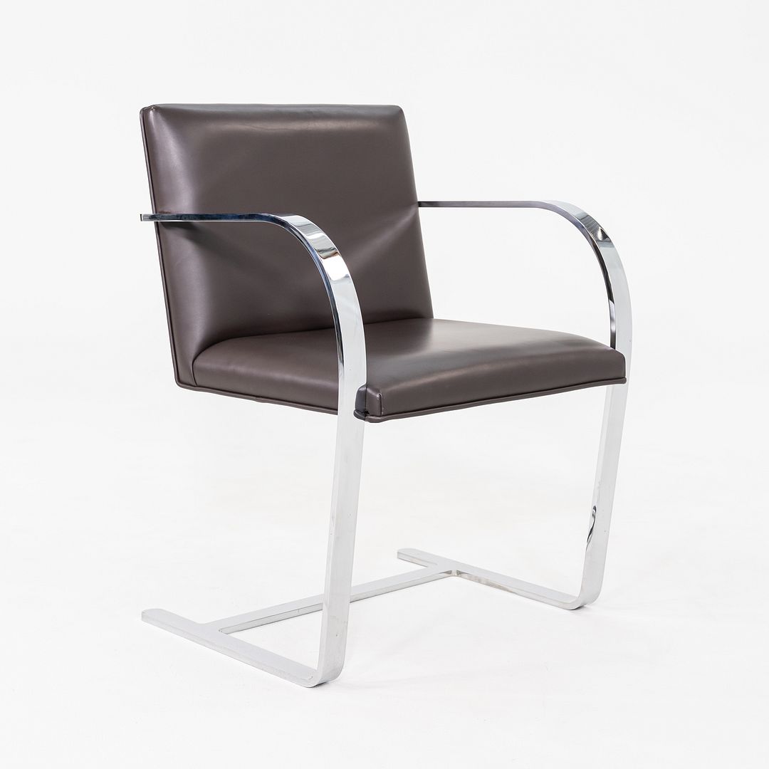 2010s Mies van der Rohe Flat Bar Brno Dining Chair in Brown Leather 12+ Avail