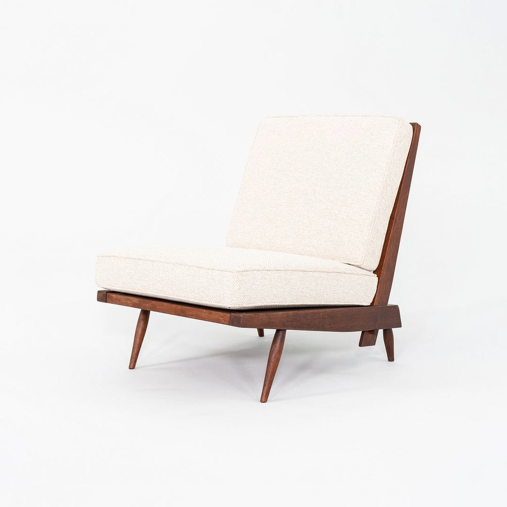 1950s George Nakashima Studio Cushion Lounge Chair with Slatted Back in Black Walnut