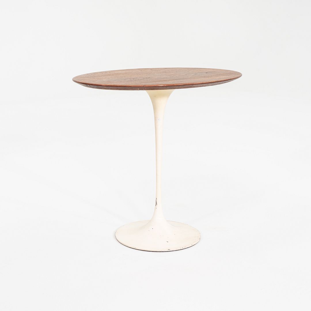 C. 1959 Eero Saarinen for Knoll Oval Tulip Pedestal Side Table w/ Walnut Top