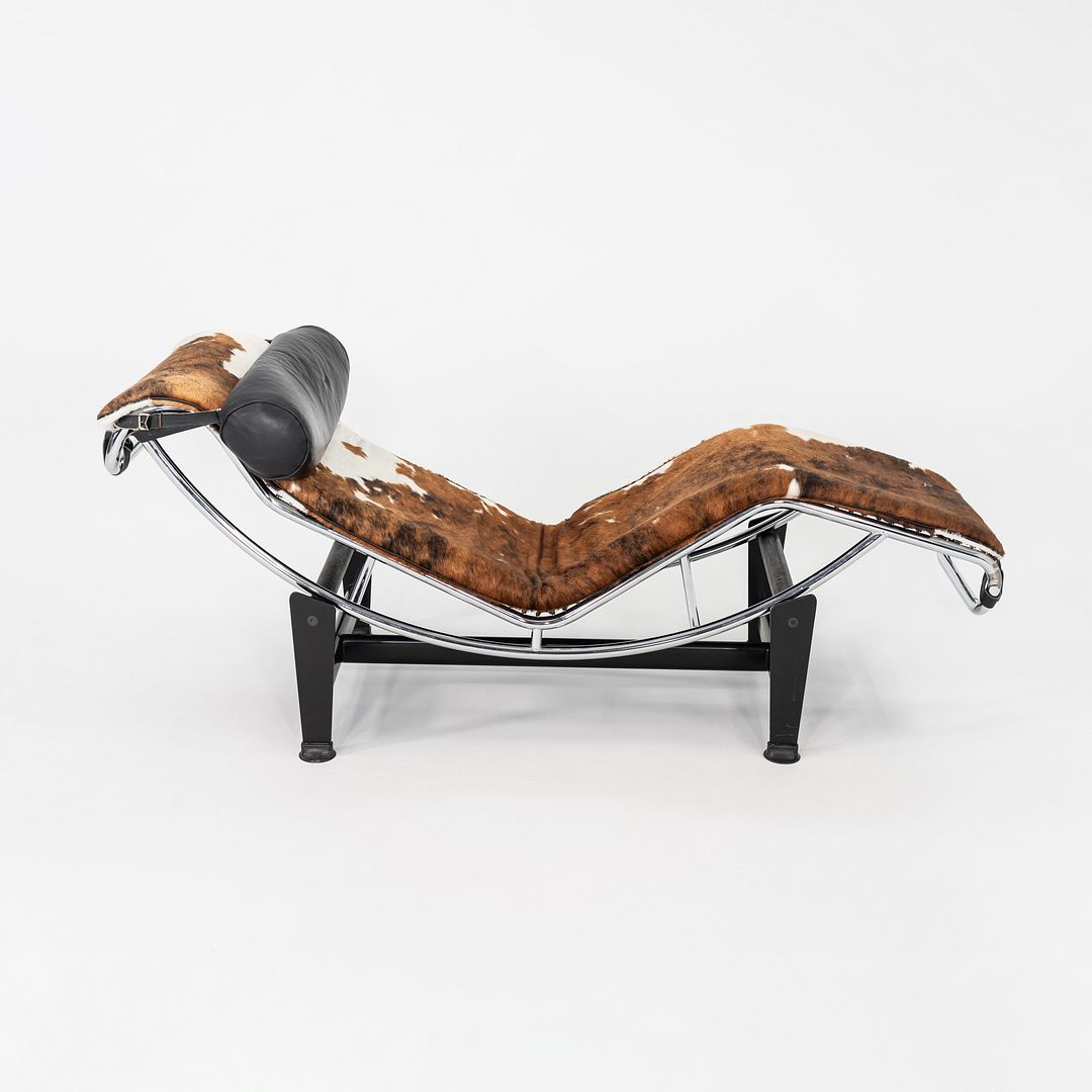 1980s Le Corbusier Perriand Jeanneret Fiocchi Italy LC4 Pony Hide Chaise Lounge