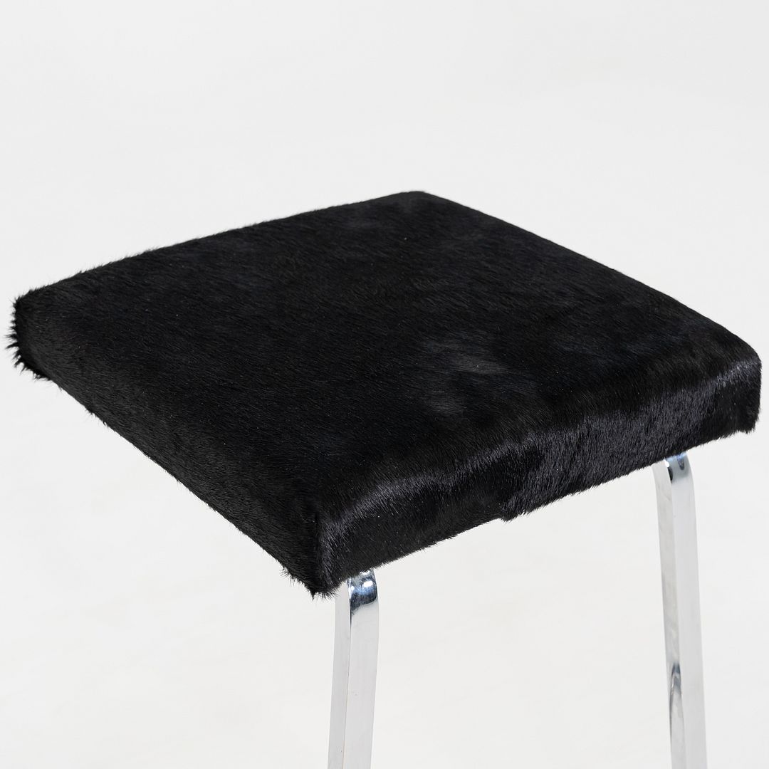 2020s Mies Van Der Rohe for Knoll Four Seasons Bar Stool Hair on Hide 7x Avail