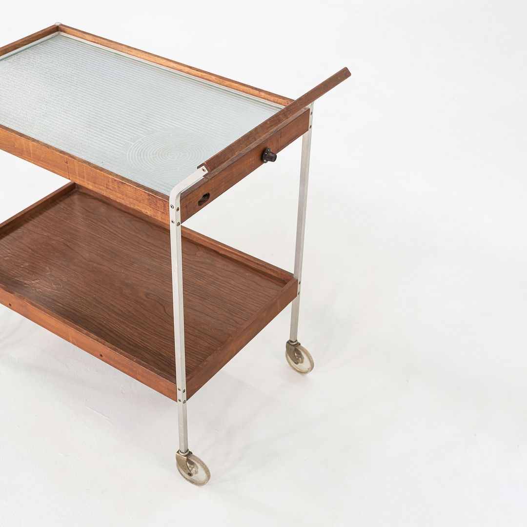 1960s Salton Hotable Two-Tier Heated Buffet Cart Aluminum & Walnut, Model H-358