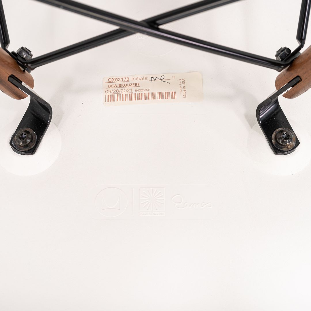 2021 Herman Miller Eames DSW Dining Side Chair in White w/ Walnut Base 4x Avail