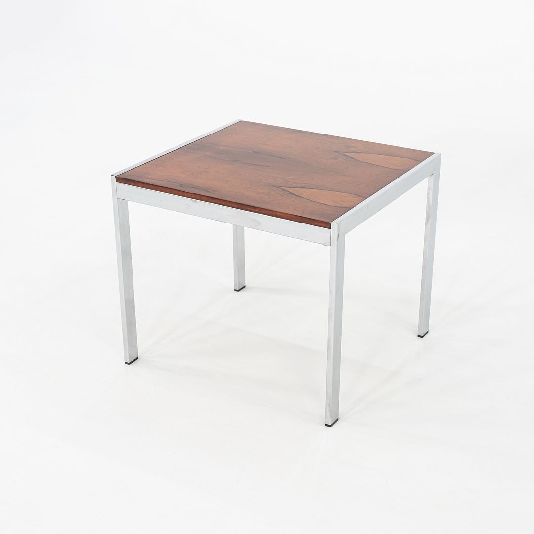 1970s Italian Rosewood Side / End Table with Chromed Steel Base, 22 x 24 in