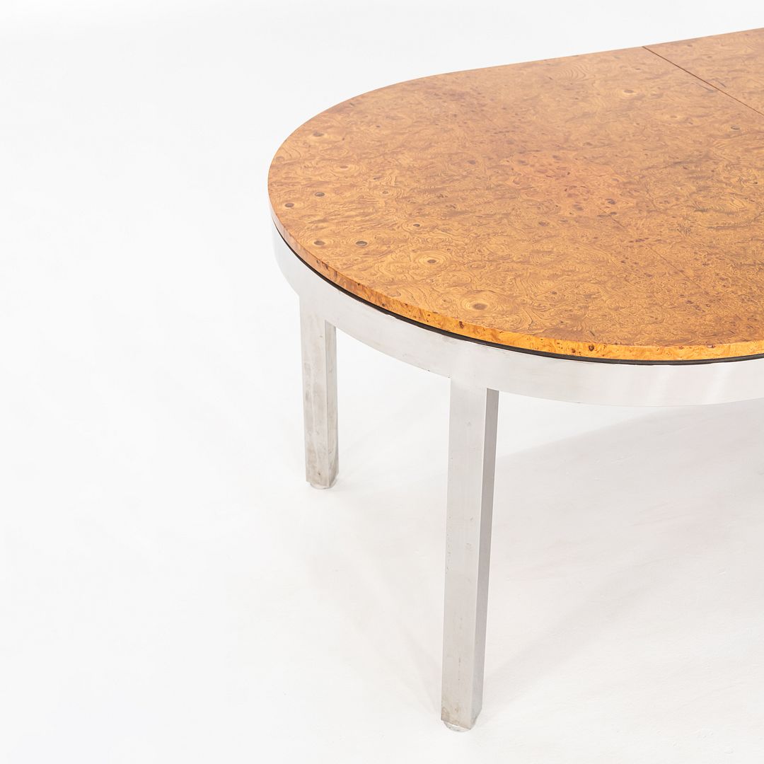1970 I.M. Rosen for Pace Collection Burl & Chrome 967 Dining Table 42x72 inches