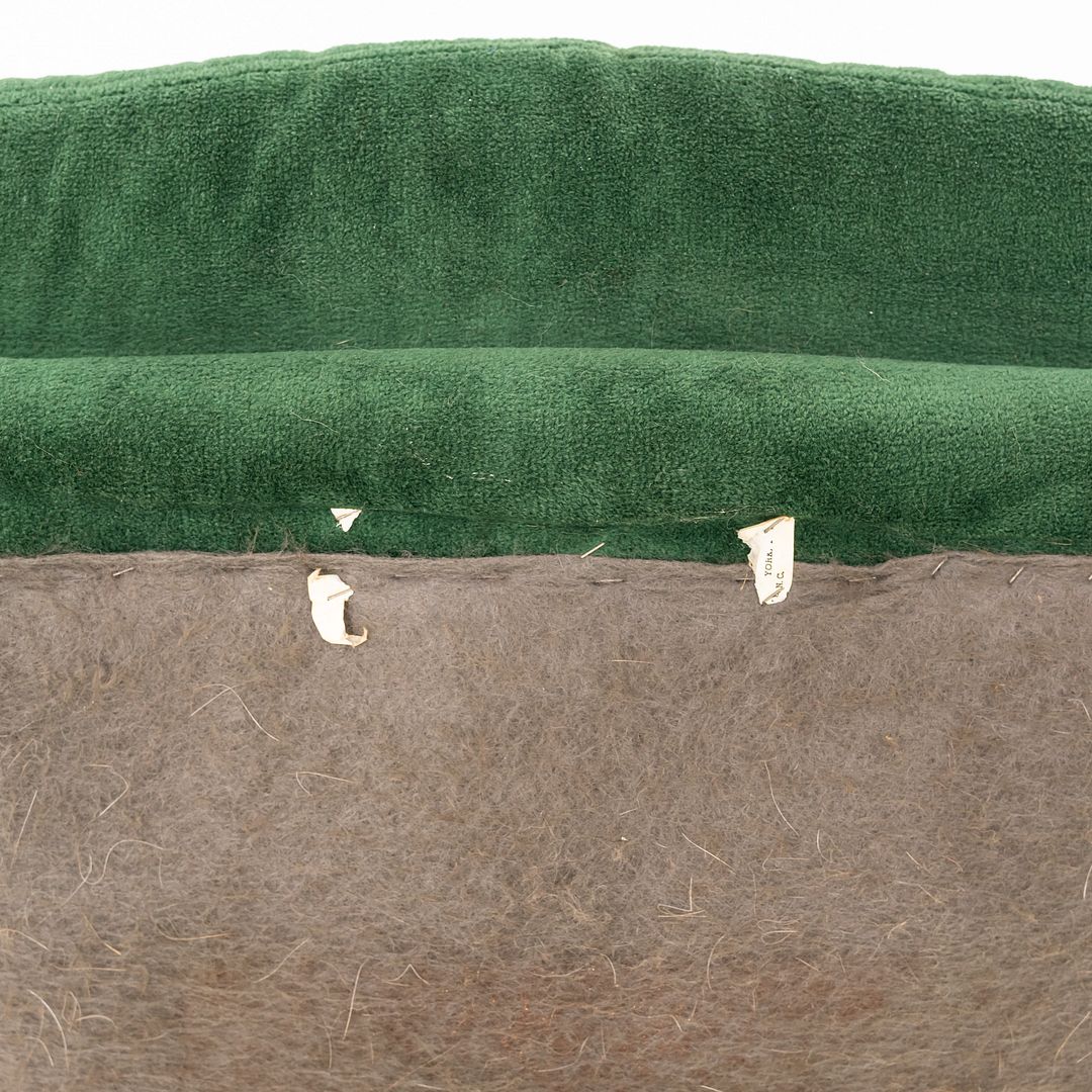 1970s Thonet Sling Lounge Chair Chromed Tubular Steel w/ Green Fabric Upholstery