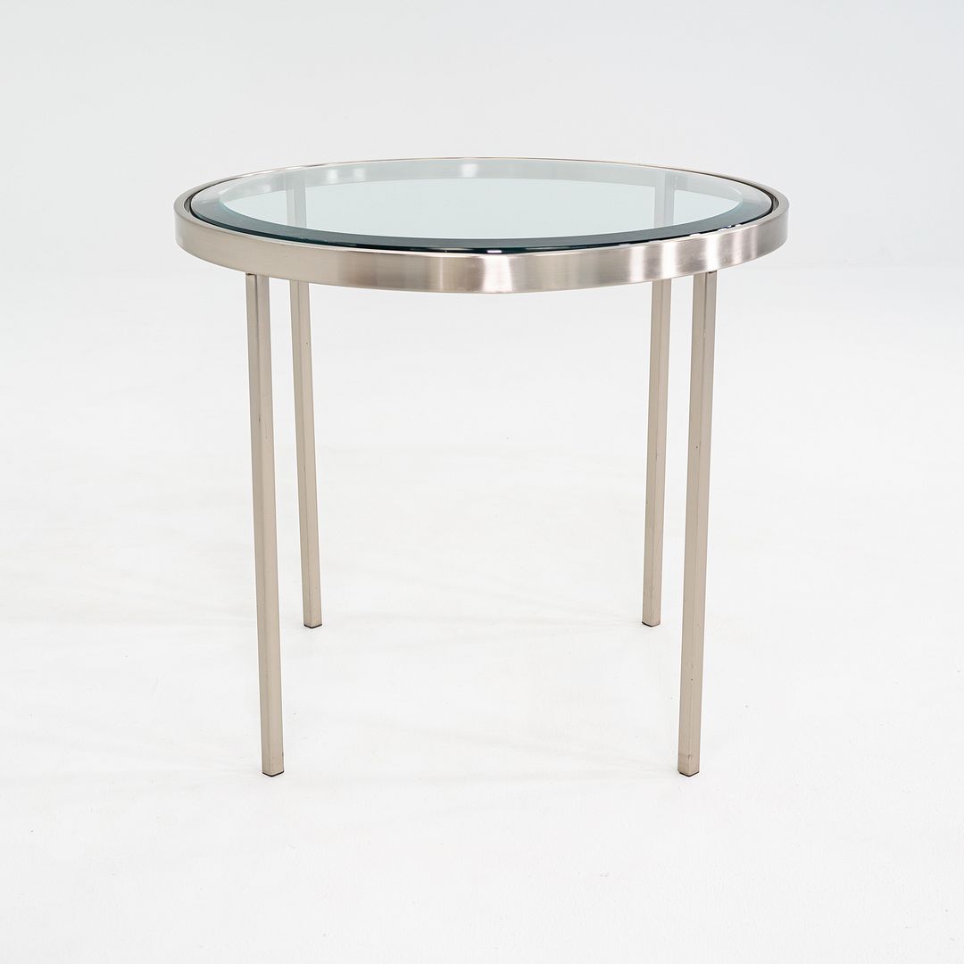2000s Stainless Steel and Glass End Table Attributed to Geiger or Cumberland 27"