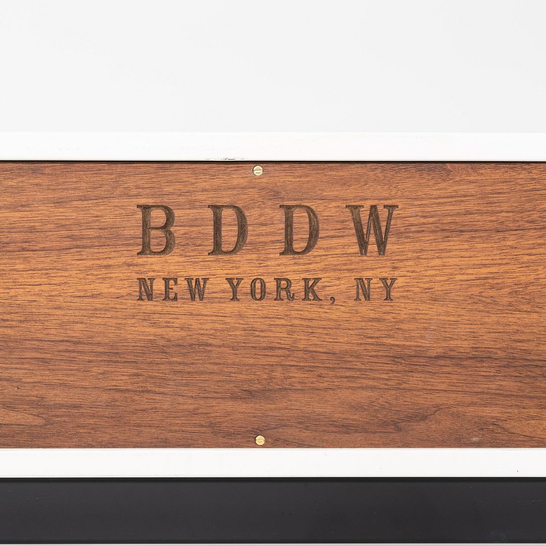 2010s BDDW Low Profile Nightstand / Cabinet in Brass and Lacquered Wood 31x16x15