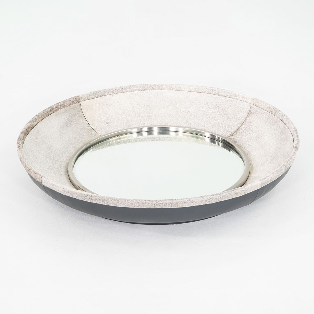 2020s Studio A Home of Dallas Texas Metro Round Mirror with Hair On Hide 42"