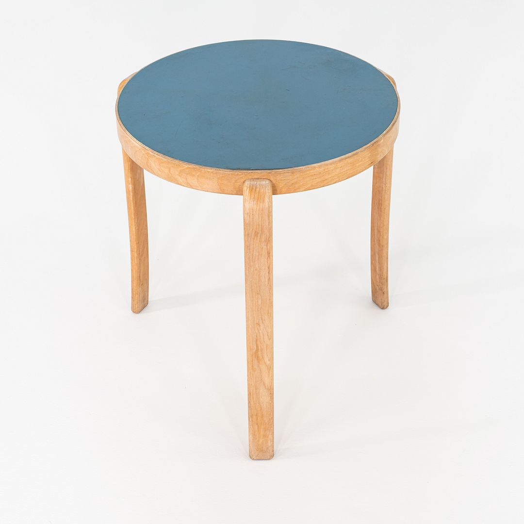 1980s Rud Thygesen & Johnny Sorensen for Magnus Olesen Beech Table Blue Top 26"