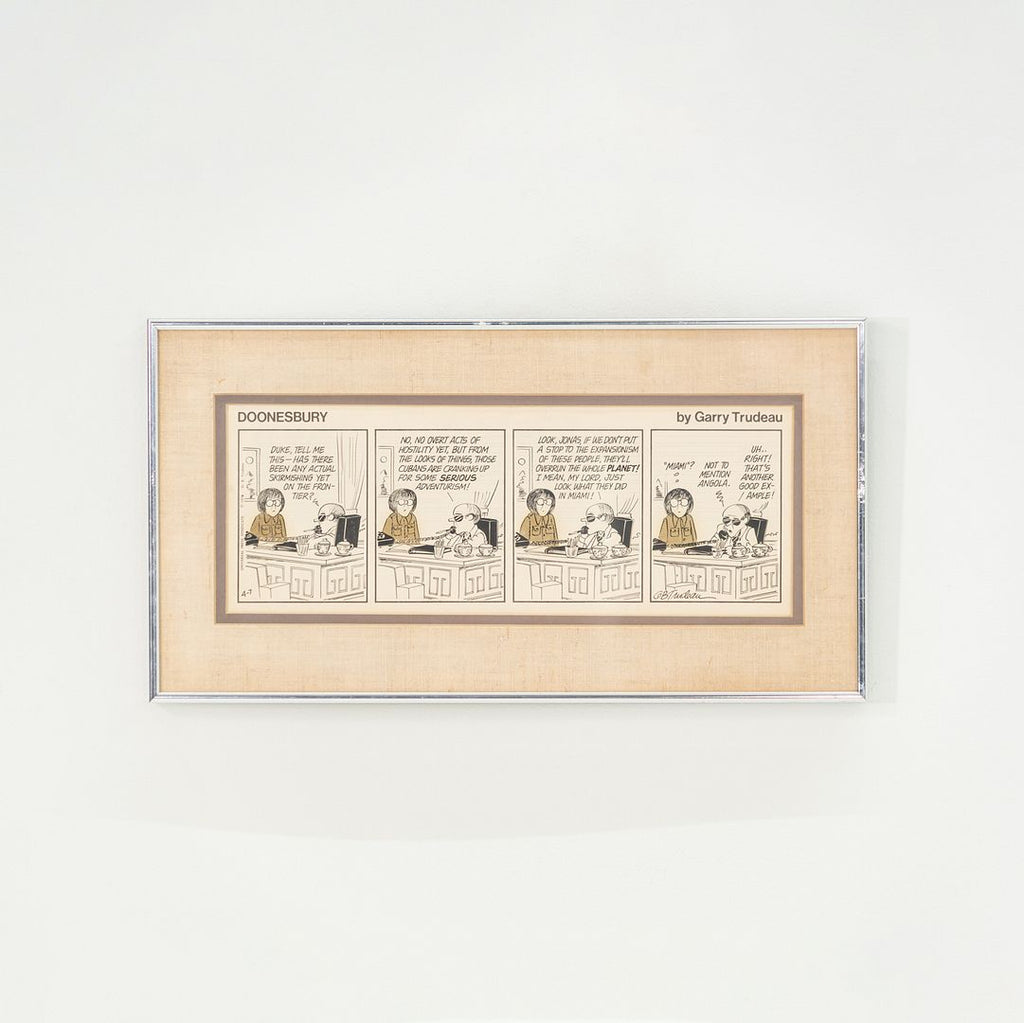 SOLD 1976 Original Framed Double Matted Doonesbury Cartoon by Garry Trudeau, April 07