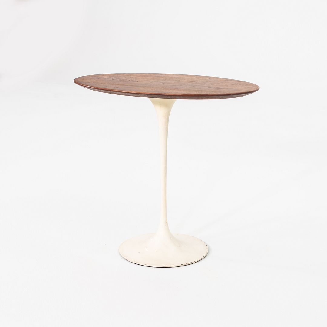 C. 1959 Eero Saarinen for Knoll Oval Tulip Pedestal Side Table w/ Walnut Top
