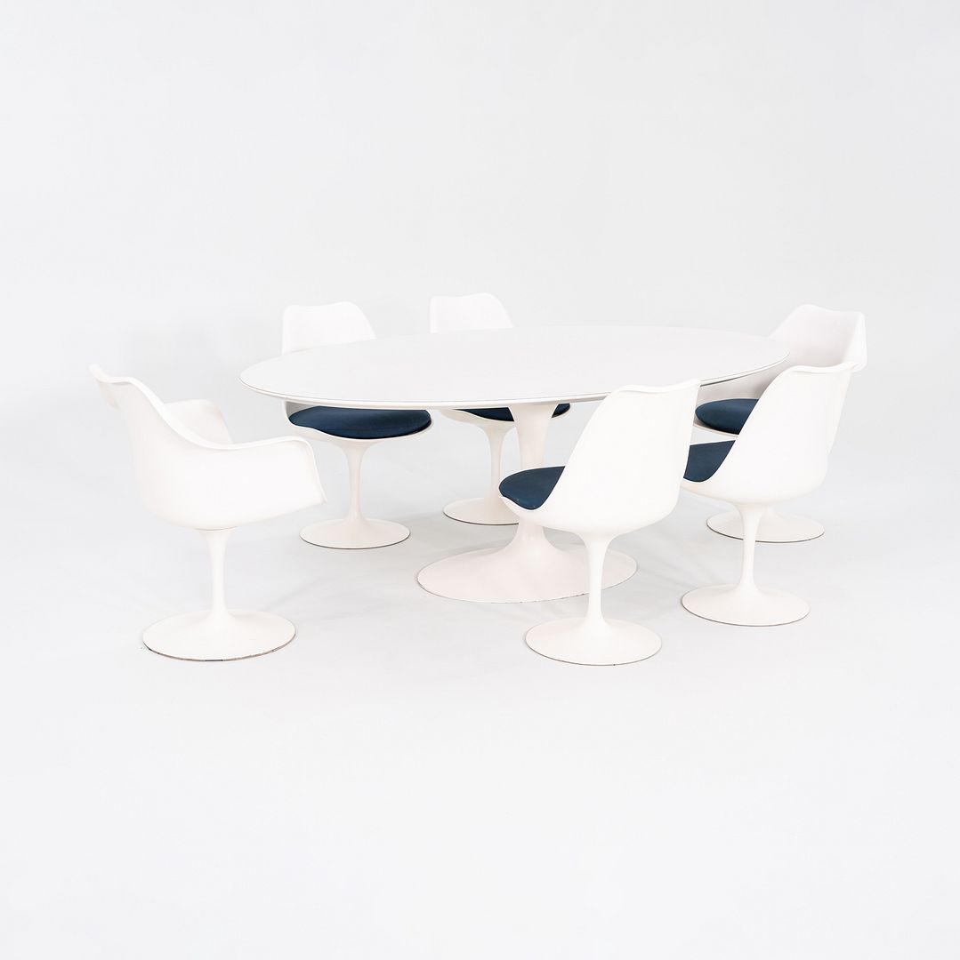 SOLD 1960s Eero Saarinen for Knoll 78x48 inch Oval Tulip Dining Table in White Laminate