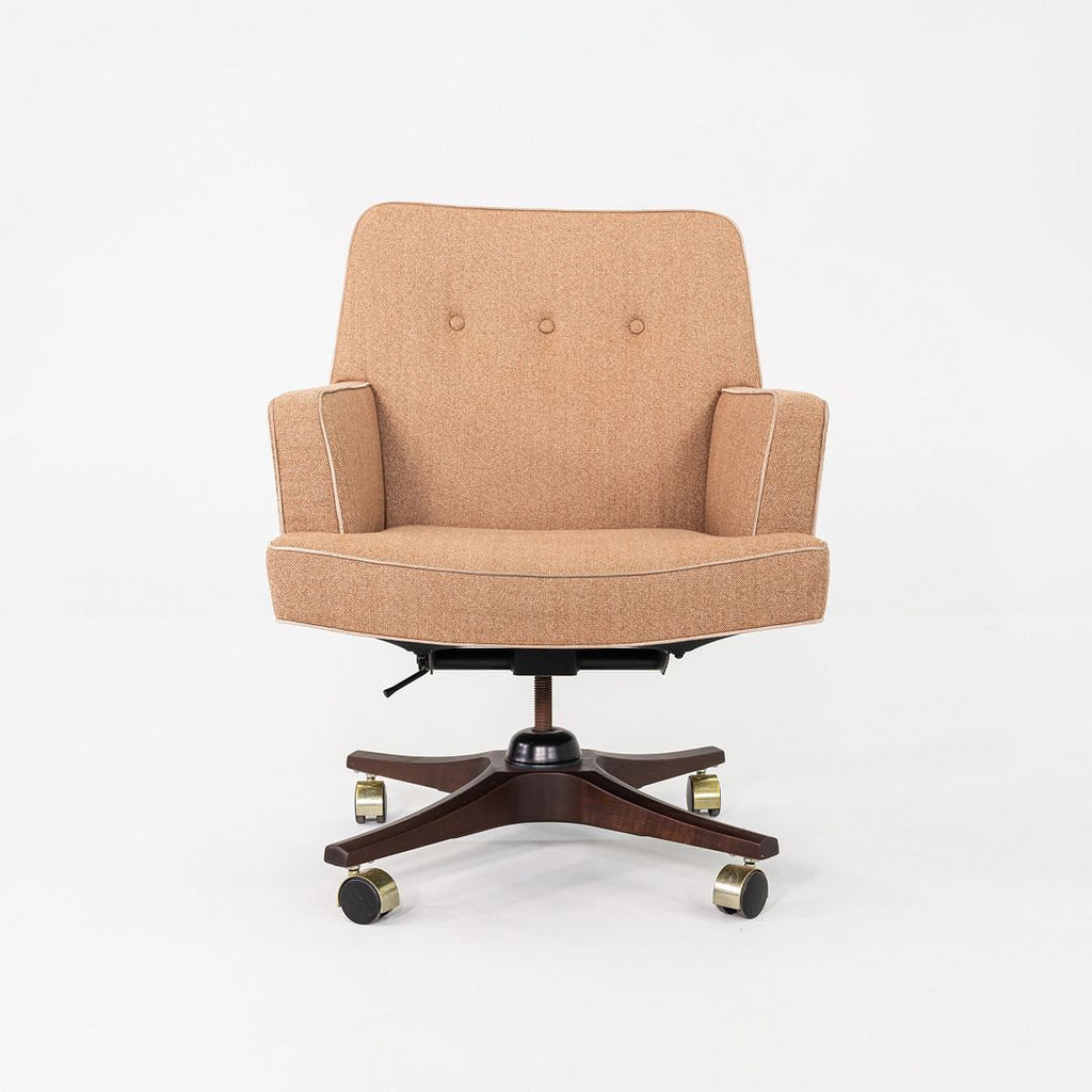 1960s Executive Desk Chair by Edward Wormley for Dunbar Tan Fabric with Piping