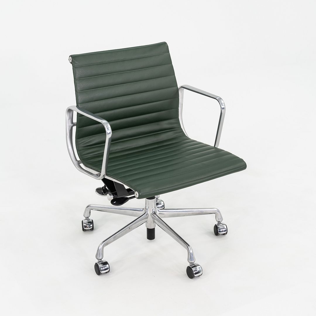 SOLD 2010s Herman Miller Eames Aluminum Group Management Desk Chair in Green Leather