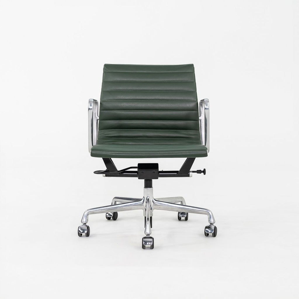 SOLD 2010s Herman Miller Eames Aluminum Group Management Desk Chair in Green Leather