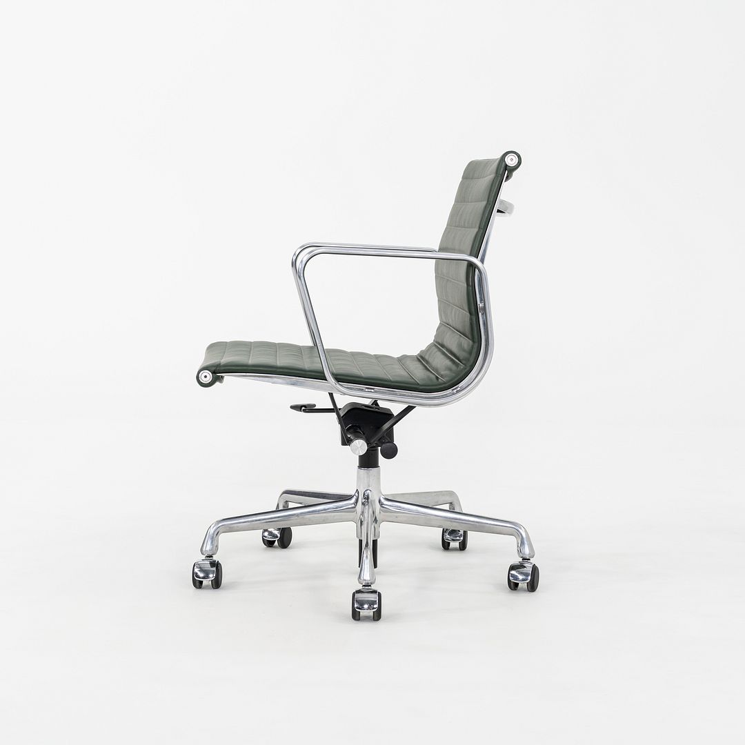 SOLD 2010s Herman Miller Eames Aluminum Group Management Desk Chair in Green Leather