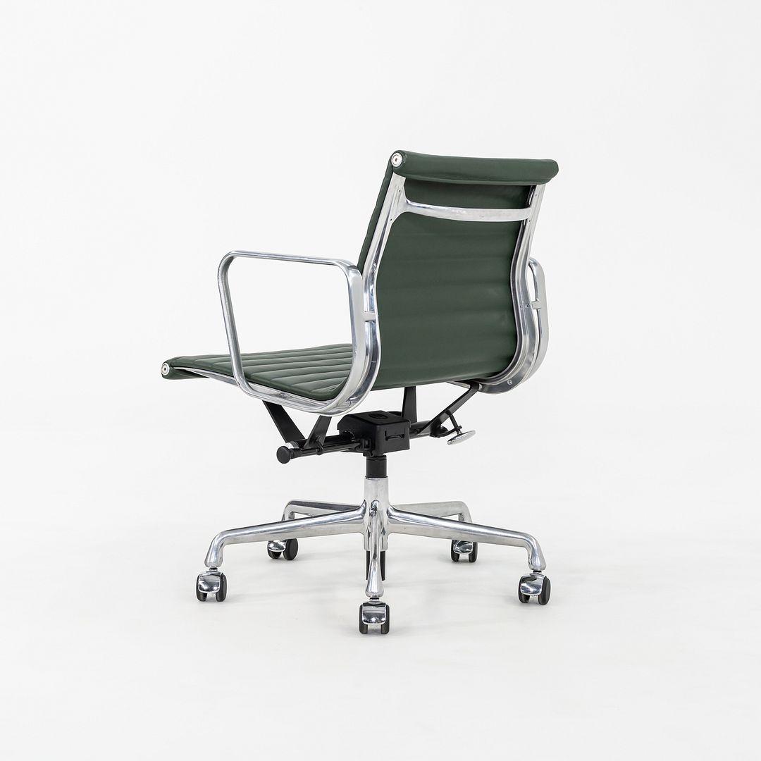 SOLD 2010s Herman Miller Eames Aluminum Group Management Desk Chair in Green Leather