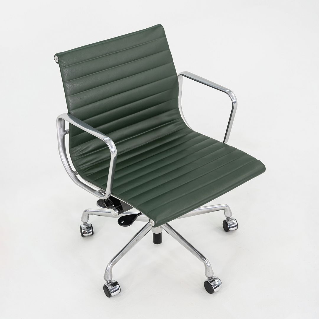 SOLD 2010s Herman Miller Eames Aluminum Group Management Desk Chair in Green Leather