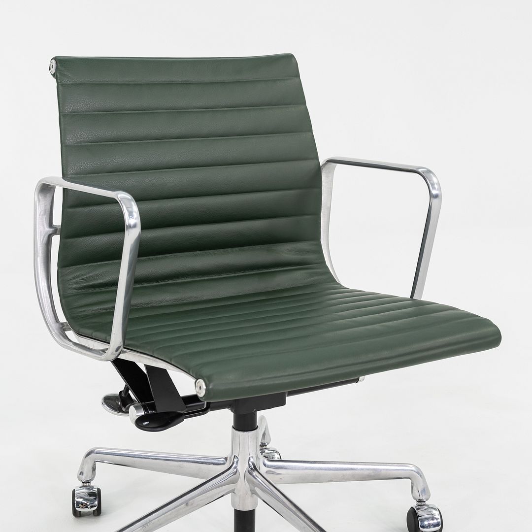 SOLD 2010s Herman Miller Eames Aluminum Group Management Desk Chair in Green Leather