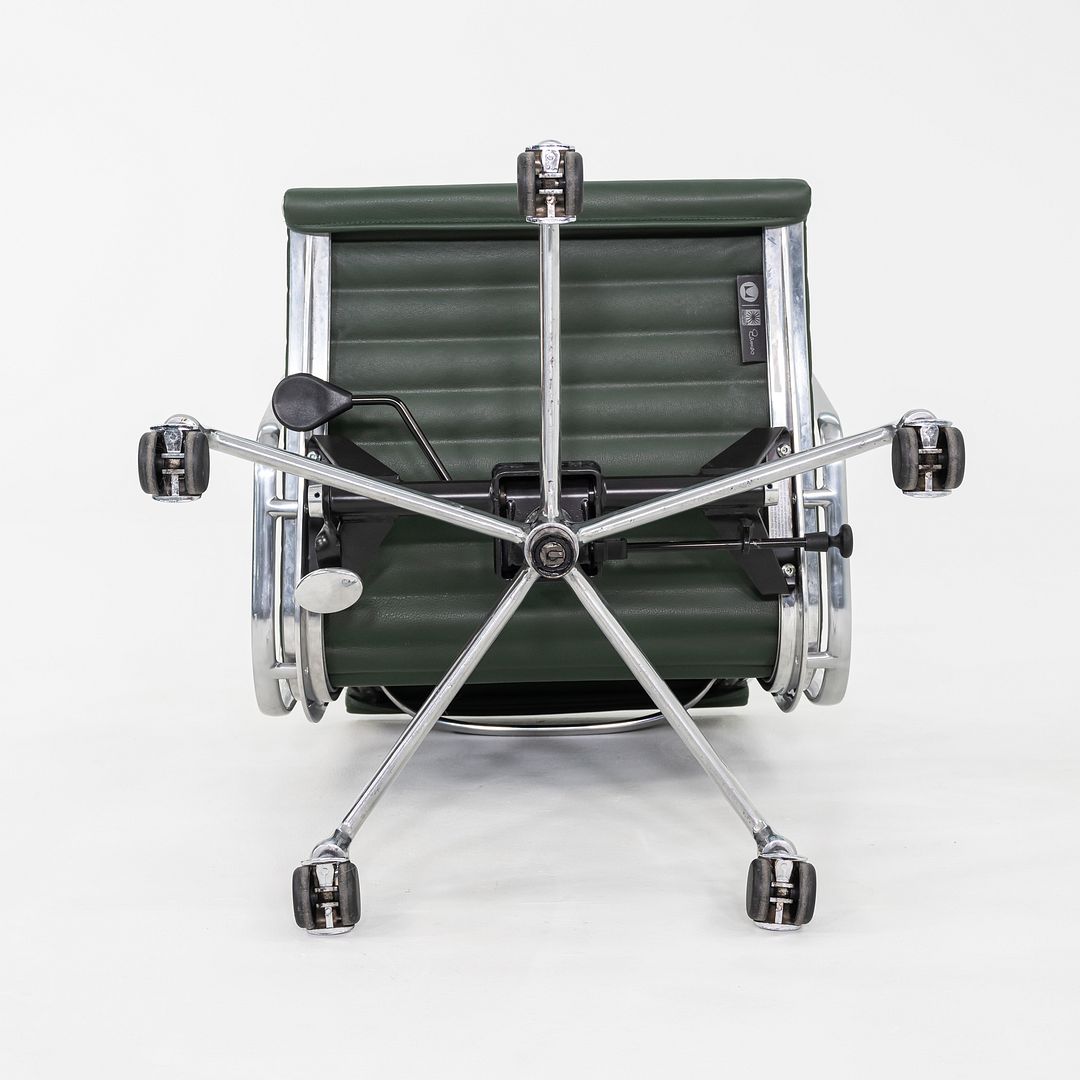 SOLD 2010s Herman Miller Eames Aluminum Group Management Desk Chair in Green Leather