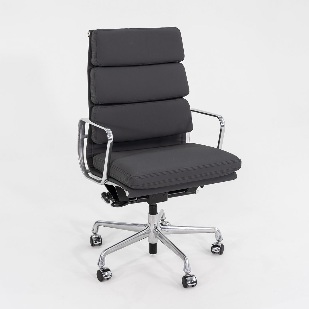 2010s Herman Miller Eames Soft Pad Executive Desk Chair Grey Vinyl Upholstery
