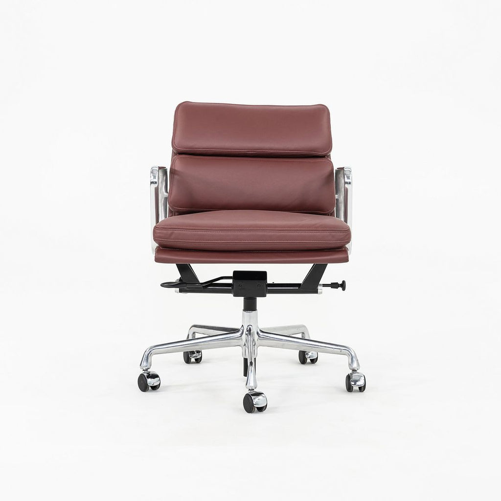 2010s Herman Miller Eames Soft Pad Management Desk Chair Deep Red Leather, EA435