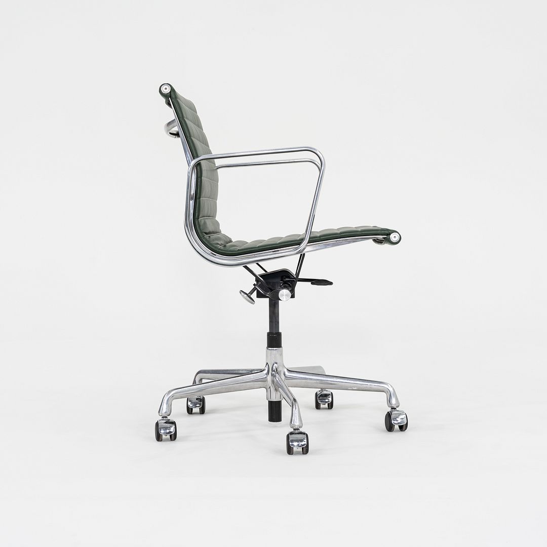 SOLD 2010s Herman Miller Eames Aluminum Group Management Desk Chair in Green Leather