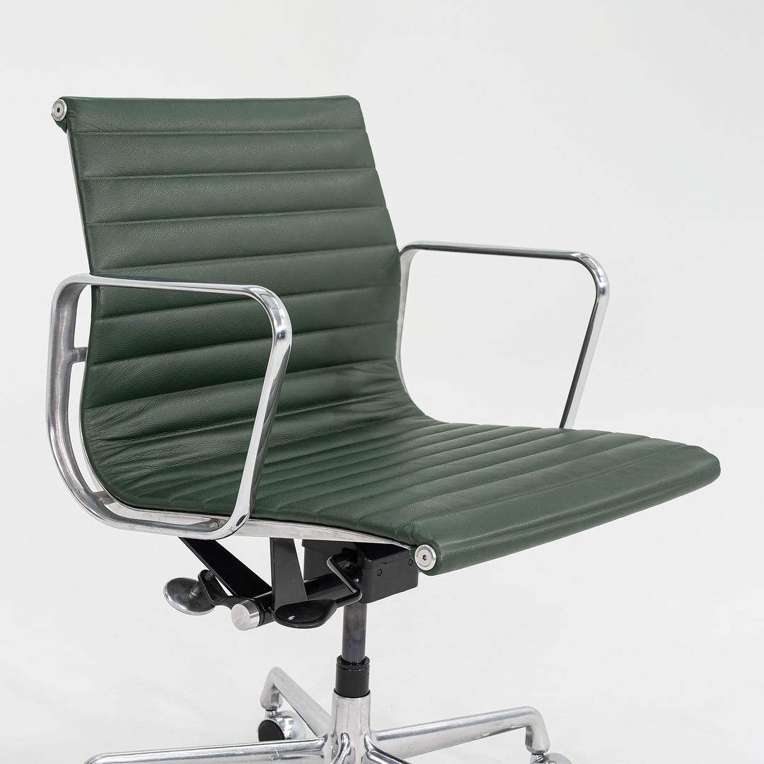 SOLD 2010s Herman Miller Eames Aluminum Group Management Desk Chair in Green Leather