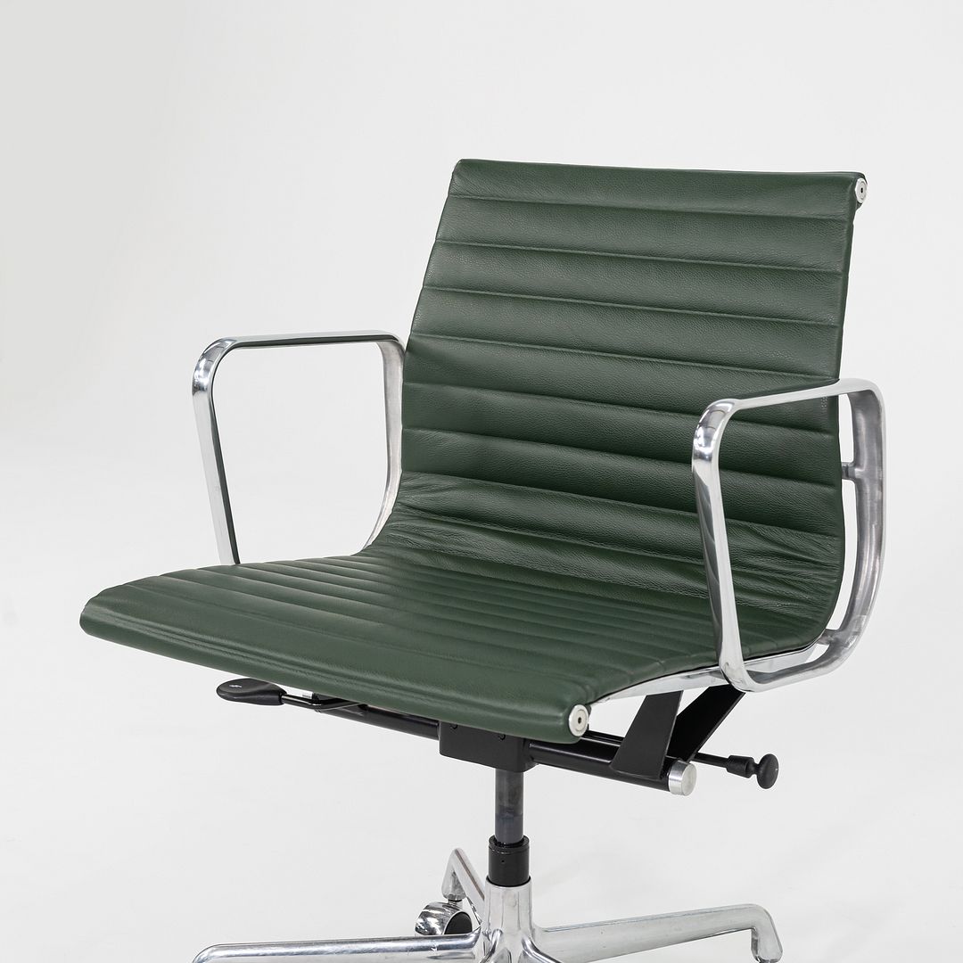 SOLD 2010s Herman Miller Eames Aluminum Group Management Desk Chair in Green Leather