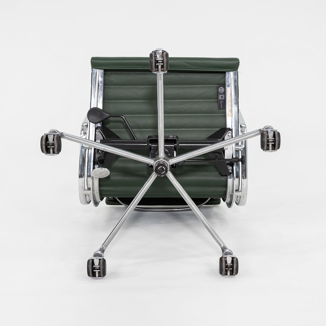 SOLD 2010s Herman Miller Eames Aluminum Group Management Desk Chair in Green Leather
