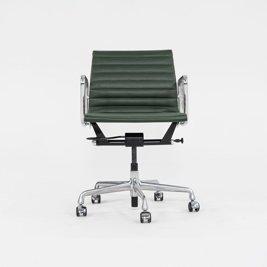 SOLD 2010s Herman Miller Eames Aluminum Group Management Desk Chair in Green Leather