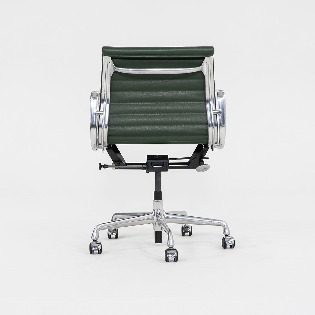 SOLD 2010s Herman Miller Eames Aluminum Group Management Desk Chair in Green Leather