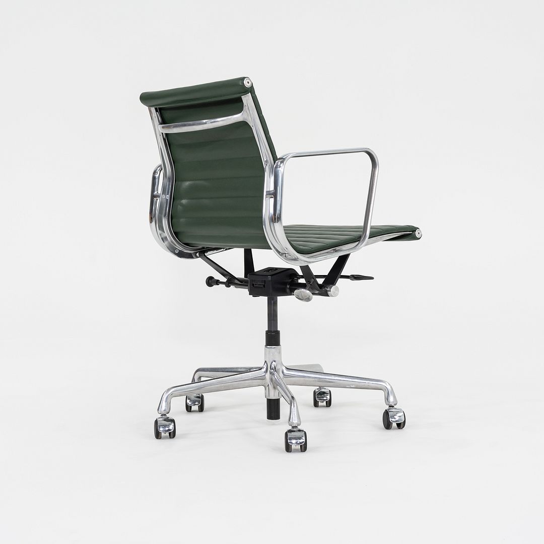 SOLD 2010s Herman Miller Eames Aluminum Group Management Desk Chair in Green Leather