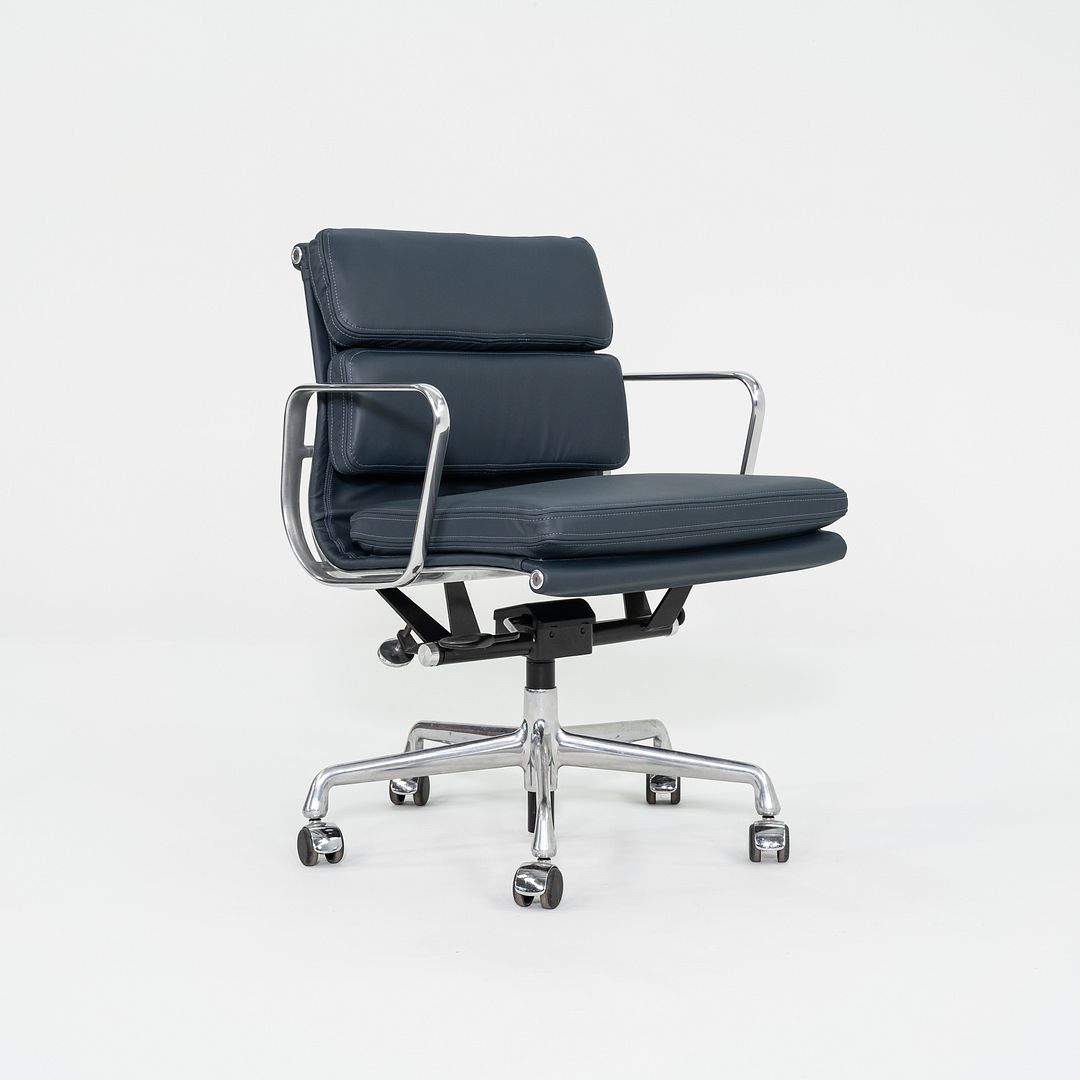 SOLD 2010s Herman Miller Eames Soft Pad Management Desk Chair in Navy Blue Leather