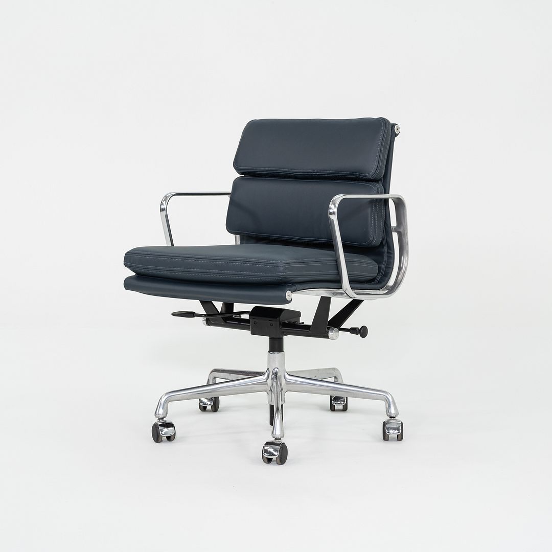 SOLD 2010s Herman Miller Eames Soft Pad Management Desk Chair in Navy Blue Leather