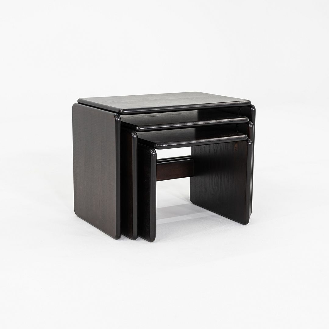 1970s Set of Three Modern Ebonized Wood Nesting Tables Produced in Italy 21x14