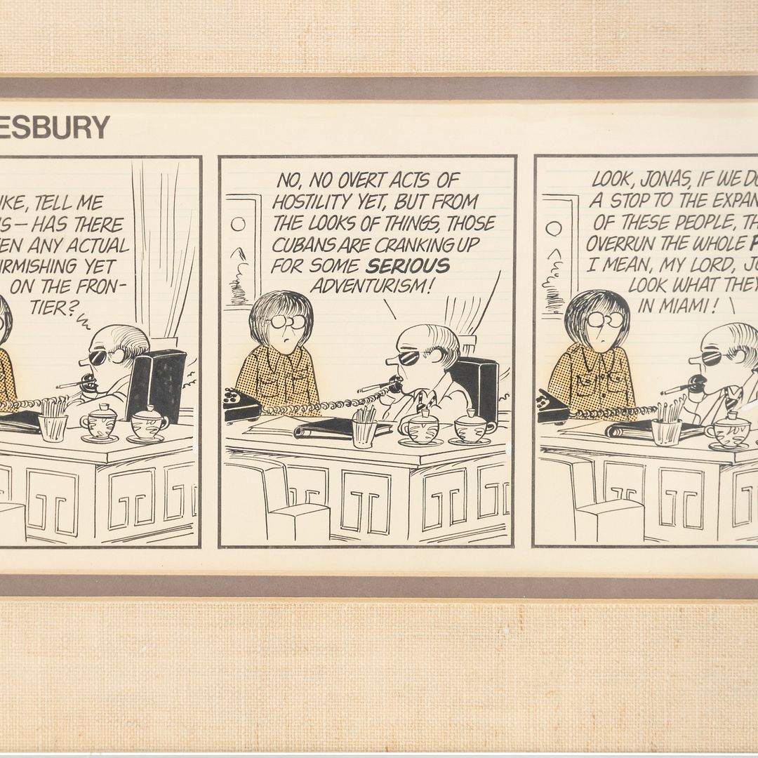 SOLD 1976 Original Framed Double Matted Doonesbury Cartoon by Garry Trudeau, April 07