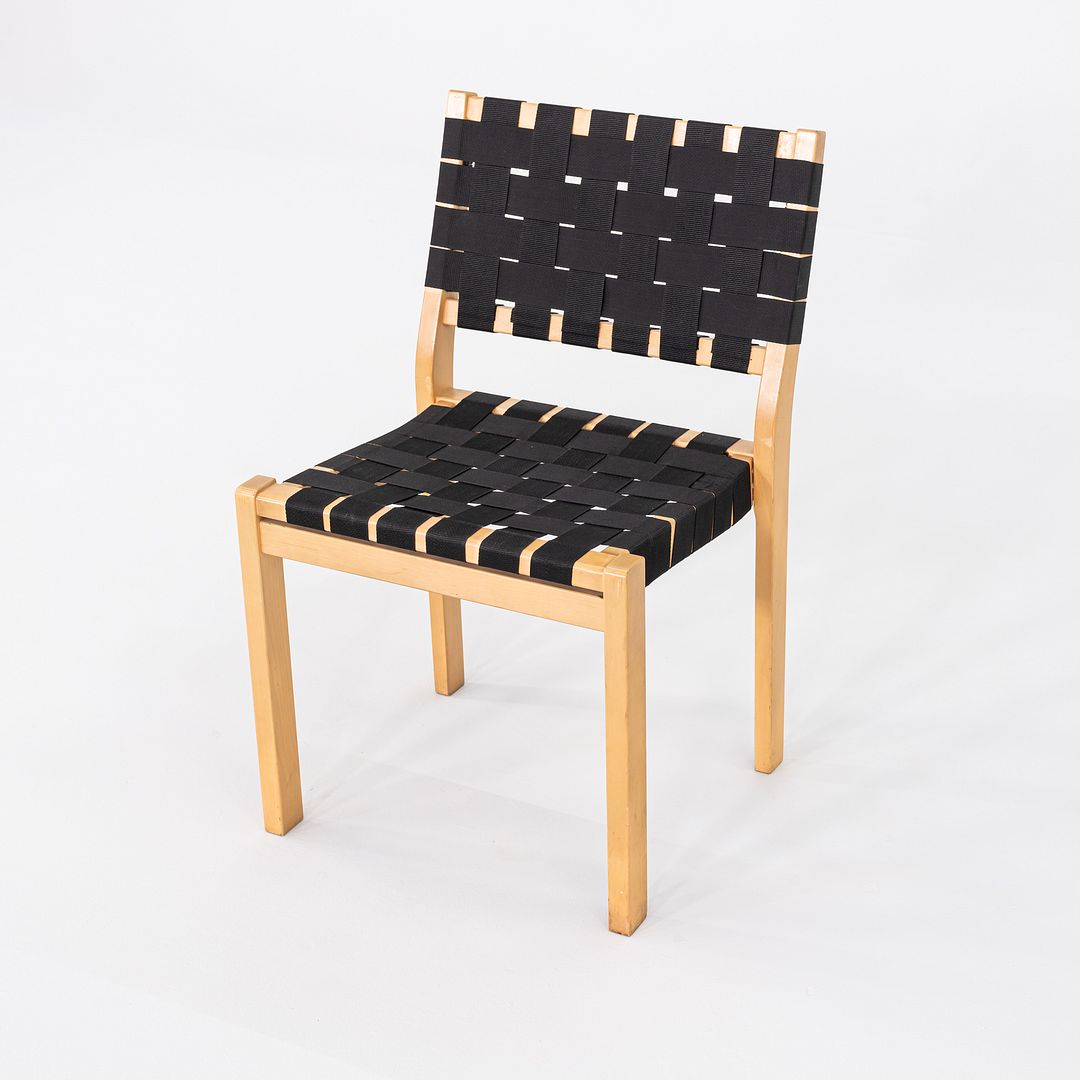 C. 2000s Set of Four Alvar & Aino Aalto for Artek 611 Stacking Dining Chairs with Black Webbing