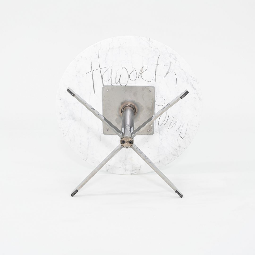 2010s Haworth Planes Collection Jive Marble and Steel Round Table 28 inches