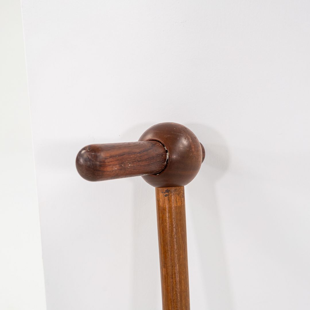 1970s Scandinavian or Danish Custom Teak Cane or Walking Stick w/ Metal 35.5"