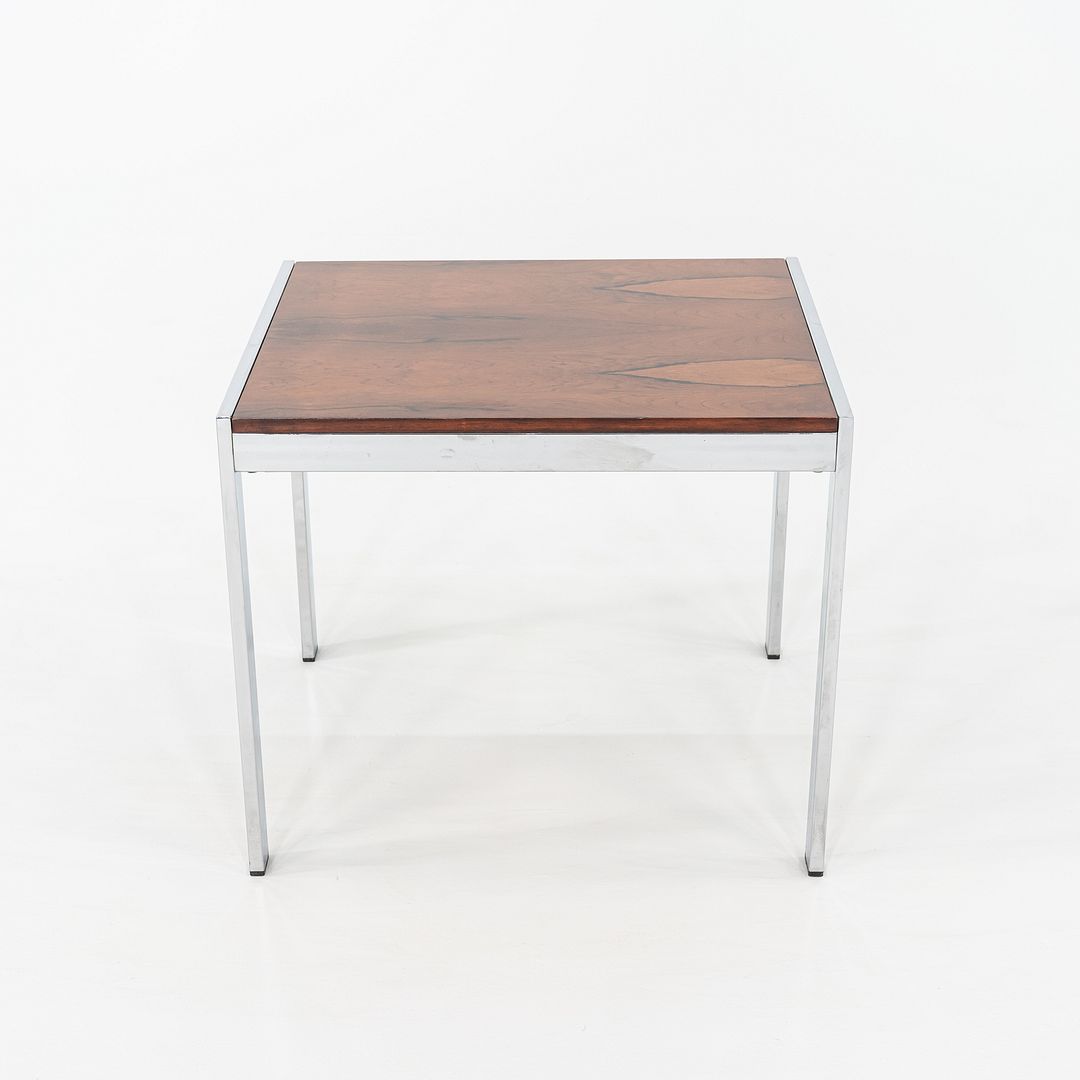 1970s Italian Rosewood Side / End Table with Chromed Steel Base, 22 x 24 in