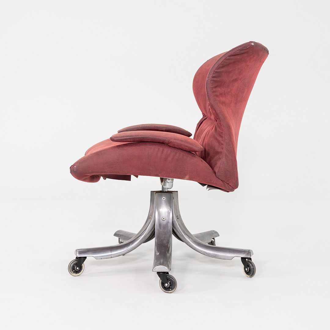 1970s Giovanni Offredi for Saporiti Italia Vela Swivel Desk Chair in Leather