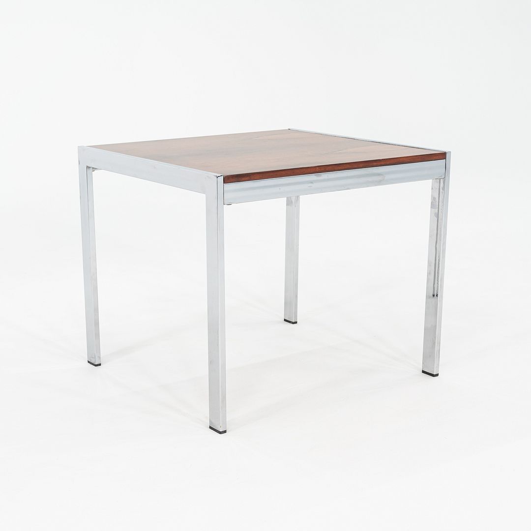 1970s Italian Rosewood Side / End Table with Chromed Steel Base, 22 x 24 in