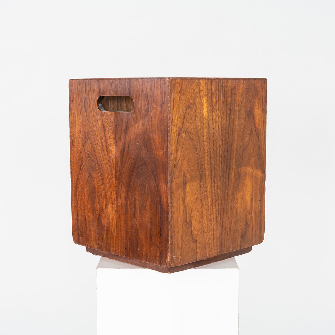 1970s Jens Risom Design Mid-Century Modern Wastebasket Trash Can in Walnut
