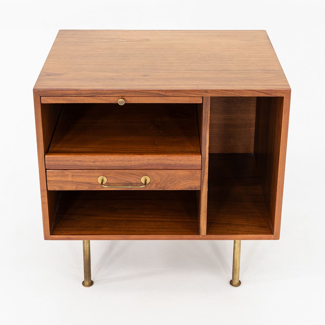 1970s Jens Risom Design 27 inch Cabinet / Nightstand in Walnut w/ One Drawer