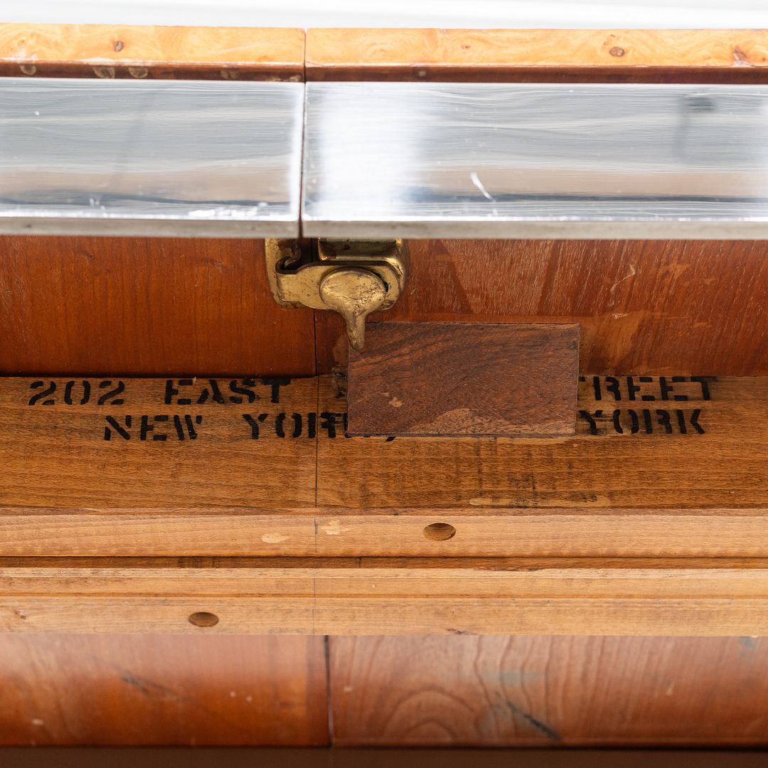 1970 I.M. Rosen for Pace Collection Burl & Chrome 967 Dining Table 42x72 inches